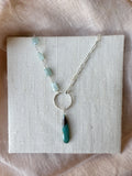 N2320 - ss chrysocolla with aquamarine asymmetrical necklace