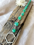 B2313 - sterling silver green onyx bracelet
