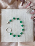 B2313 - sterling silver green onyx bracelet