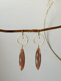 E2310 - yellow gf hammered hoop with marquise shaped brown moonstone