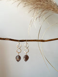 E2318 - 14k yellow gold filled infinity with brown moonstone drop earrings
