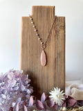 N2316 - rose gf peach moonstone and opal asymmetrical necklace