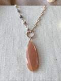 N2316 - rose gf peach moonstone and opal asymmetrical necklace