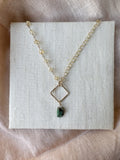N2312 - 14k gold filled emerald and citrine asymmetrical necklace