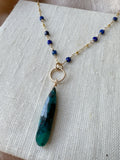 N2319 - gf forged twist link with chrysocolla and lapis necklace