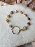 B2310 - gf faceted lace agate with forged hexagon link