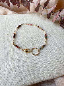 B2322 - gf multi colored jasper faceted gemstone bracelet with twist link