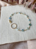 B2315 - forged link with coin shaped faceted aquamarine bracelet