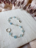 B2315 - forged link with coin shaped faceted aquamarine bracelet