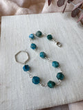 B2314 - Sterling silver hexagon link with apatite bracelet
