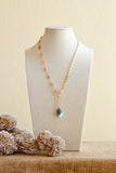 N2611 - 14k gold filled African opal and moonstone asymmetrical necklace