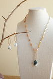 N2611 - 14k gold filled African opal and moonstone asymmetrical necklace