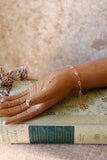 B2611 - 14k gold filled twisted oval link with faceted peach moonstone bracelet