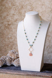 N2605 - turquoise and peach moonstone asymmetrical necklace