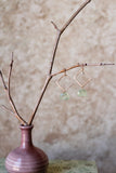E2607 - 14k yellow gold filled square hoops with prehnite dangle earrings